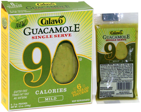 Calavo Single Serve Calories Guacamole - Mild Pack, 2 Ounce -- 6 per case.
