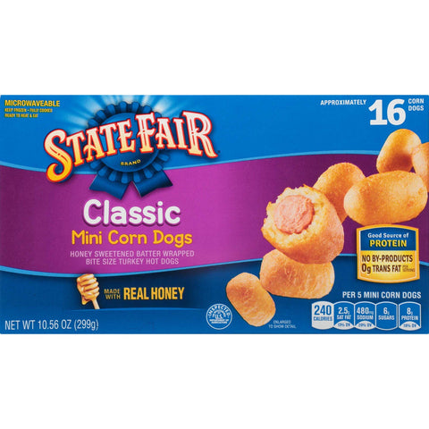 State Fair Classic Mini Corn Dog, 16 count per pack -- 12 per case.