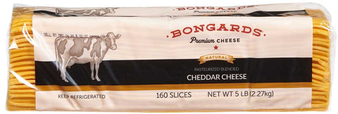 Bongards Pasteurized Blended Cheddar Cheese Slices, 5 Pound -- 4 per case