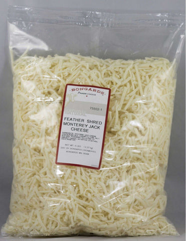 Bongards Monterey Jack Feather Shred Cheese, 5 Pound -- 20 per case.