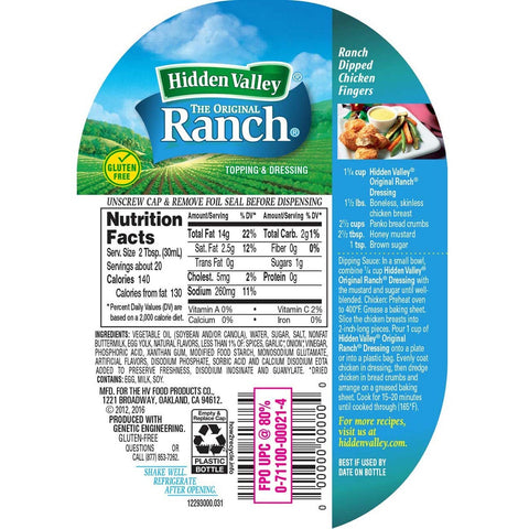 Hidden Valley Ranch Dressing, 20 Ounce -- 6 per case.