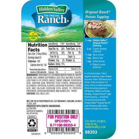 Hidden Valley Original Ranch Dressing, 52 Ounce -- 9 per case.