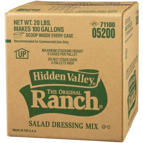 Dressing Hidden Valley Original Ranch Bag In Box 20 pound Makes 100 Gallon
