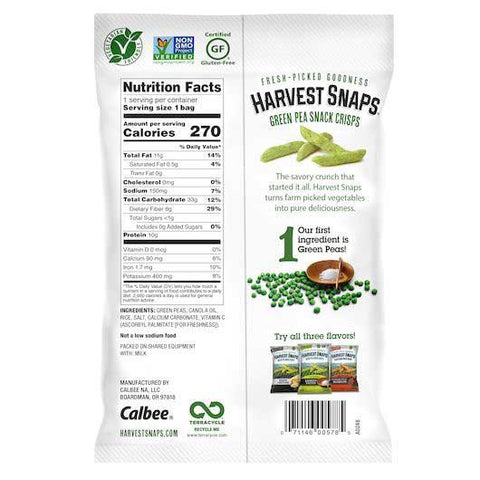 Harvest Snaps Lightly Salted Green Pea Snack Crisps, 2 Ounce -- 36 per case