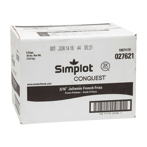 Simplot Conquest Julienne Clear Coat Potato Fries, 5 Pound -- 6 per case.