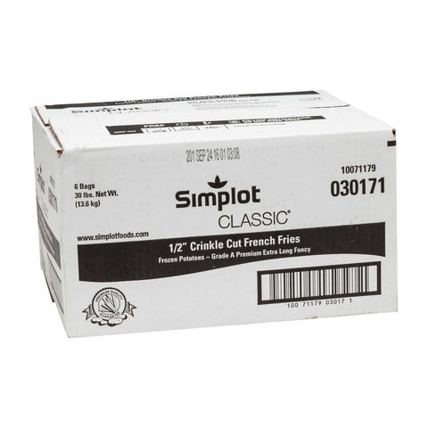 Simplot Classic 1/2 Inch Crinkle Cut Potato Fries, 5 Pound -- 6 per case.