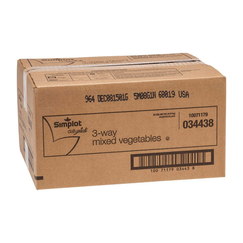 Simplot Daily Pick 3 Way Mixed Vegetables, 20 Pound.