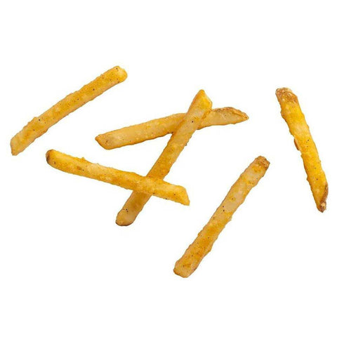 Simplot Seasoned CRISP Delivery+ 3/8 inch Straight Cut Savory Battered Skin On Potato Fries, 5 Pound -- 6 per case