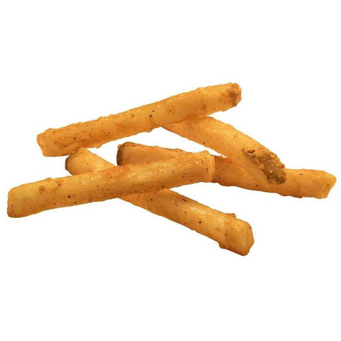 Simplot Seasoned CRISP Delivery+ 3/8 inch Straight Cut Savory Battered Skin On Potato Fries, 5 Pound -- 6 per case