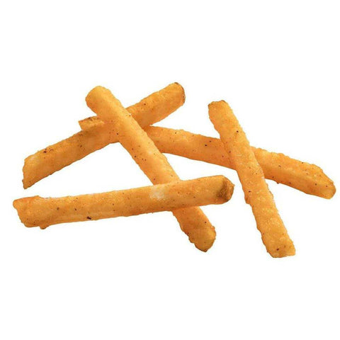 Simplot Seasoned CRISP Delivery+ 3/8 inch Straight Cut Savory Battered Skin On Potato Fries, 5 Pound -- 6 per case