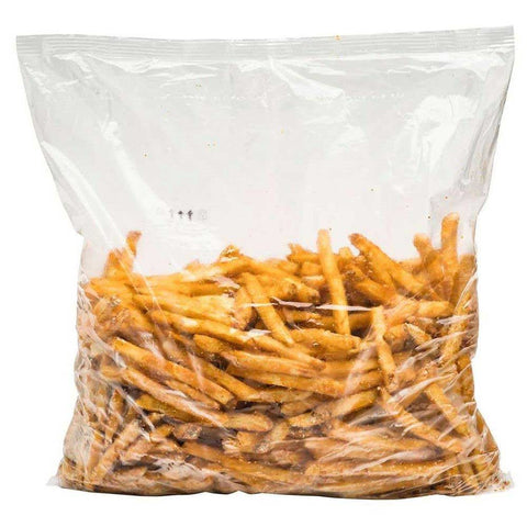 Simplot Seasoned CRISP Delivery+ 3/8 inch Straight Cut Savory Battered Skin On Potato Fries, 5 Pound -- 6 per case