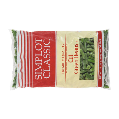 Simplot Regular Cut Green Beans - 32 oz. package, 12 packages per case