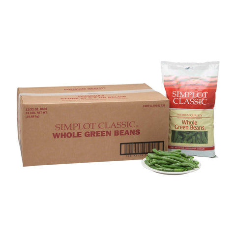 Simplot Whole Green Bean - 32 oz. packager, 12 packages per case