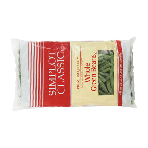 Simplot Whole Green Bean - 32 oz. packager, 12 packages per case