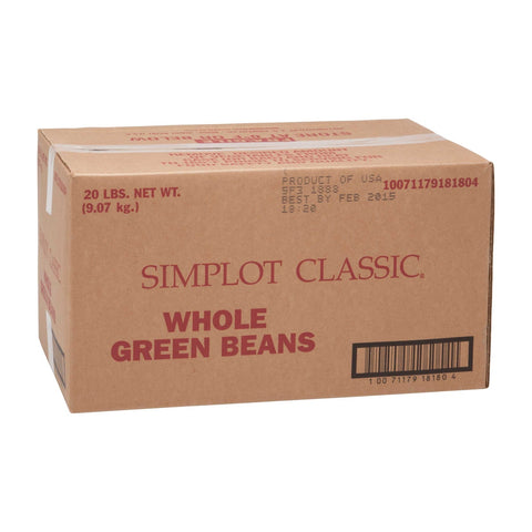 Simplot Whole Green Bean - 20 lb. package, 1 package per case