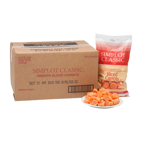 Simplot Smooth Sliced Carrot - 32 oz. package, 12 packages per case