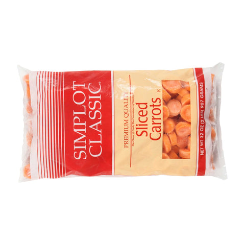 Simplot Smooth Sliced Carrot - 32 oz. package, 12 packages per case