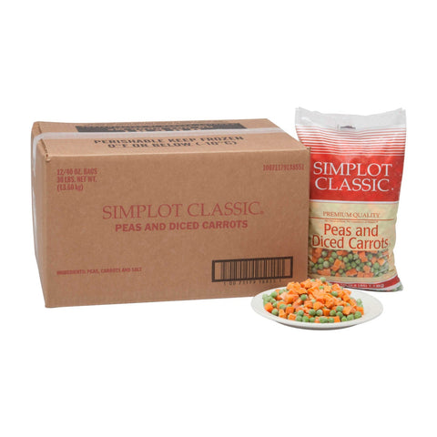 Simplot Peas & Diced Carrots - 40 oz. package, 12 packages per case