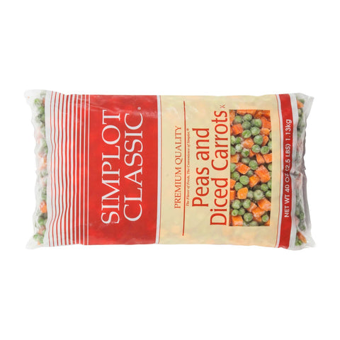 Simplot Peas & Diced Carrots - 40 oz. package, 12 packages per case