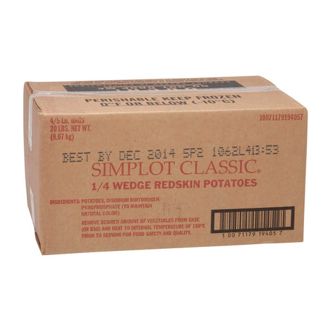 Simplot Redskin Potato 1/4 Wedges - 5 lb. package, 4 packages per case