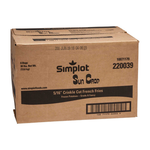 Sun Crop 5/16 inch Crinkle Cut Fries, 5 Pound -- 6 per case.