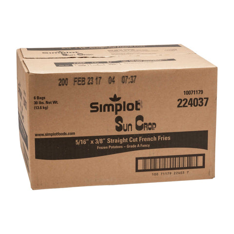 Simplot Sun Crop Straight Cut Potato French Fry, 5 Pound -- 6 per case.