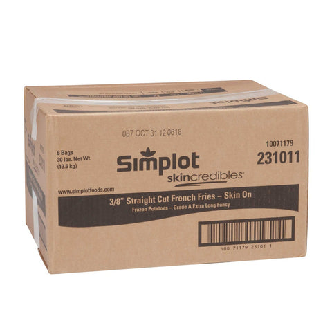Simplot Skincredibles Cone 3/8 inch Straight Cut French Fry, 5 Pound -- 6 per case.