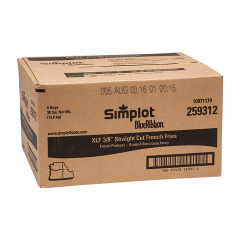 Simplot Extra Long Fancy Regular Straight Cut Potato French Fry, 5 Pound -- 6 per case.