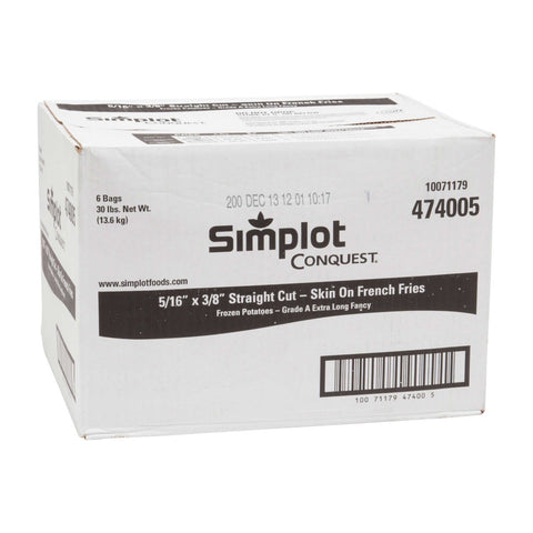 Simplot Conquest ClearlyCrisp Skin On Straight Cut Potato French Fry, 5 Pound -- 6 per case.