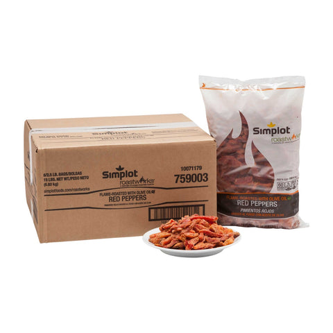 Simplot Roast Works Flame Roasted Red Pepper, 2.5 lb. package, 6 packages per case.