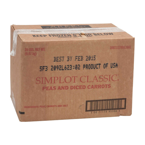 Simplot Peas & Diced Carrots - 20 lb. package, 1 package per case