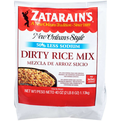 Zatarain`s Reduced Sodium Dirty Rice Mix, 40 oz. -- 6 per case