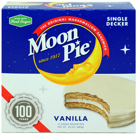 MoonPie Single Decker Vanilla Marshmallow Sandwich, 12 per pack -- 8 packs per case