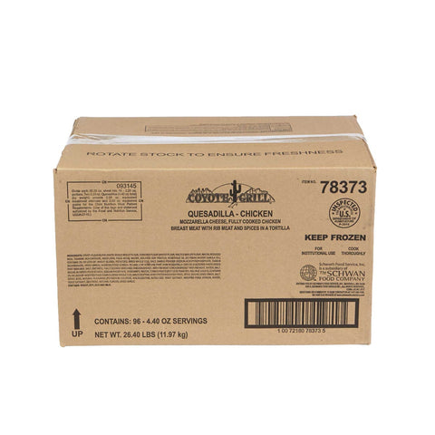Coyote Grill Whole Grain Chicken and Cheese Quesadilla -- 96 per case.