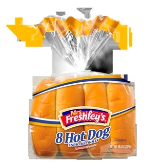 Mrs Freshleys Hot Dog Bun, 12 Ounce -- 8 per case.