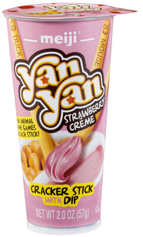 Yan Yan Strawberry Creme Cracker Stick with Dip, 2 Ounce -- 24 per case.