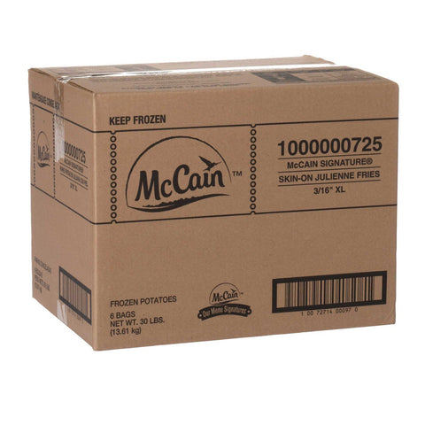 McCain Signature Skin On Julienne Straight Cut Fancy Fries, 3/16 inch -- 6 per case.