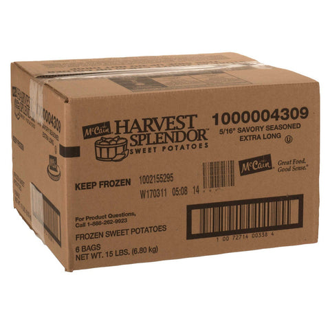 McCain Harvest Splendor 5/16 inch Straight Cut Battered Seasoned Sweet Potato Fry, 2.5 Pound -- 6 per case.