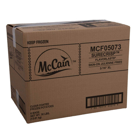 McCain Extra Large Flavor lasts Skin On Julienne Potato Fries, 5 Pound -- 6 per case.