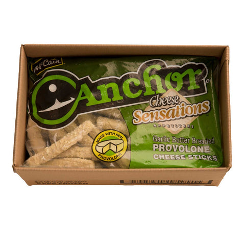 McCain Provolone Garlic Butter Breaded Cheese Stick - Appetizer, 4 Pound -- 2 per case.