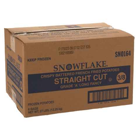 McCain Snowflake Battered Straight Cut Potato, 4.5 Pound -- 6 per case.