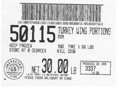 Shenandoah Tom Turkey Wing Portion, 30 Pound.