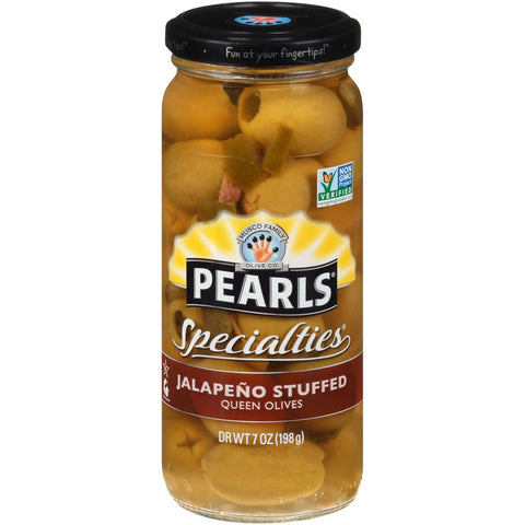 Pearls Specialties Jalapeno Stuffed Queen Olives, 7 Ounce -- 6 per case.