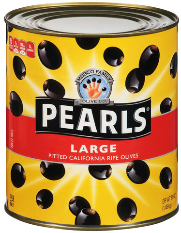 Pearls Large Pitted Ripe Olives, 51 Ounce -- 6 per case.