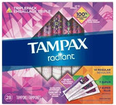 Tampax Radiant Mixed Unscented Tampons, 28 count per pack -- 6 per case