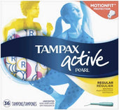 Tampax Pearl Active Regular Tampons, 36 count per pack -- 6 per case.
