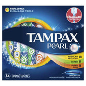 Tampax Pearl Unscented Mixed Tampons, 34 count per pack -- 6 per case.