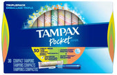 Tampax Pocket Pearl Mixed Tampons, 30 count per pack -- 12 per case.