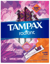 Tampax Radiant Super Plus Tampons, 14 count per pack -- 12 per case.