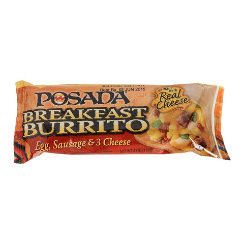 Windsor Posada Egg, Sausage and 3 Cheese Burrito, 4 Ounce -- 24 per case.